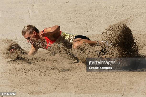Pascal Behrenbruch of Germany at the long jump during the men's decathlon during the 2009 IAAF World Athletic Championships at the Olympic Stadium in...