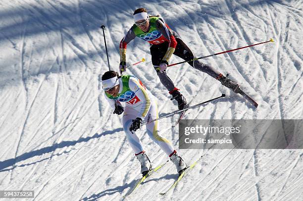 Charlotte Kalla SWE Evi Sachenbacher Stehle GER Ski Langlaufen Team sprint Olympische Winterspiele in Vancouver 2010 Kanada olympic winter games...