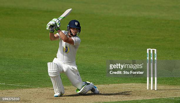 Durham batsman Scott Borthwick cover drives during day one of the Specsavers County Championship Division One match between Durham and Warwickshire...