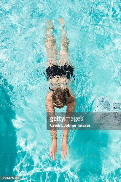 woman swimming - crete woman stock pictures, royalty-free photos & images