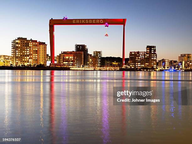 gantry crane, eriksberg, gothenburg, sweden - göteborg silhouette bildbanksfoton och bilder