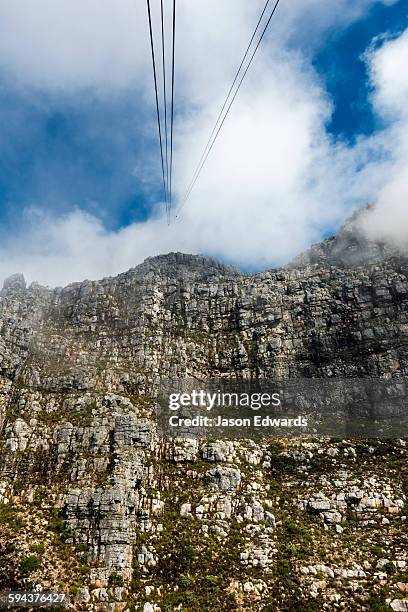 table mountain, cape town, western cape, south africa. - tafelberg foto e immagini stock