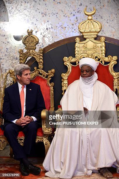 Sokoto Sultan and President-General of the Nigerian National Supreme Council for Islamic Affairs Muhammad Sa'ad Abubakar meets with US Secretary of...