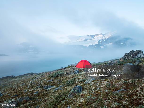 tent in mountains - fog camper stock pictures, royalty-free photos & images