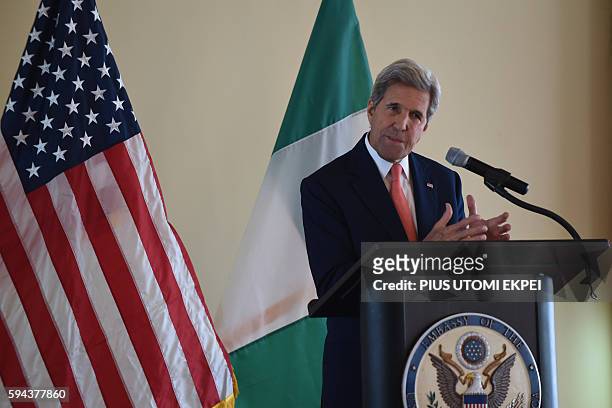 Secretary of State John Kerry delivers a speech on "the importance of resilient communities and religious tolerance in countering violent extremism''...