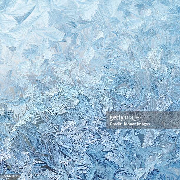 ice crystals on glass - ice pattern stock pictures, royalty-free photos & images