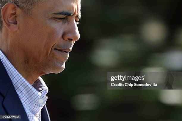 President Barack Obama walks out of the White House before boarding Marine One and departing August 23, 2016 in Washington, DC. Obama is traveling to...