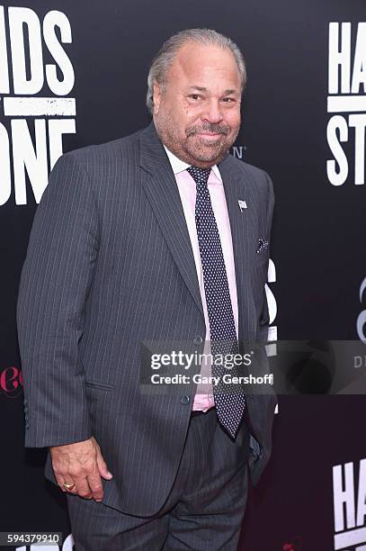 Medie personality Bo Dietl attends the "Hands Of Stone" U.S. Premiere at SVA Theater on August 22, 2016 in New York City.