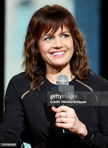 Actress Carla Gugino speaks at AOL Build Presents Carla Gugino Discussing Her New Showtime Comedy, "Roadies" at AOL HQ on August 23, 2016 in New York...