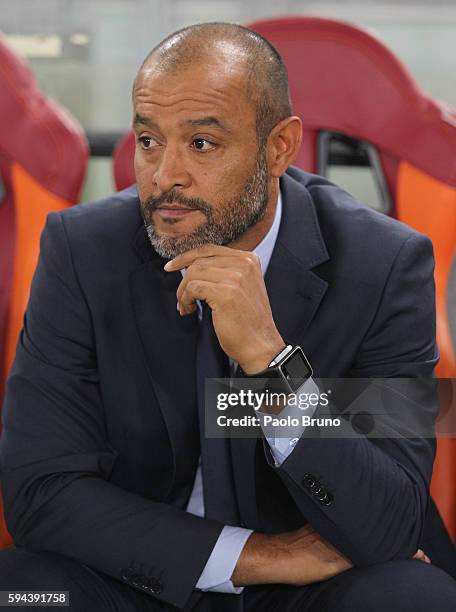 Porto head coach Nuno Espirito Santo looks on during the UEFA Champions League qualifying playoff round second leg match between AS Roma and FC Porto...