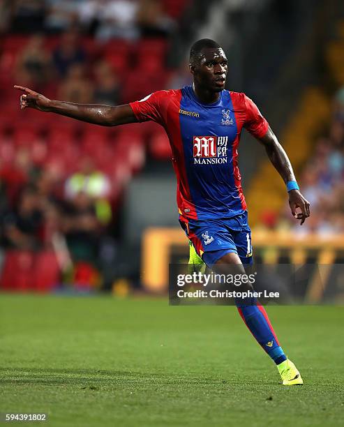 Christian Benteke of Crystal Palace in action during the EFL Cup Second Round match between Crystal Palace and Blackpool at Selhurst Park on August...