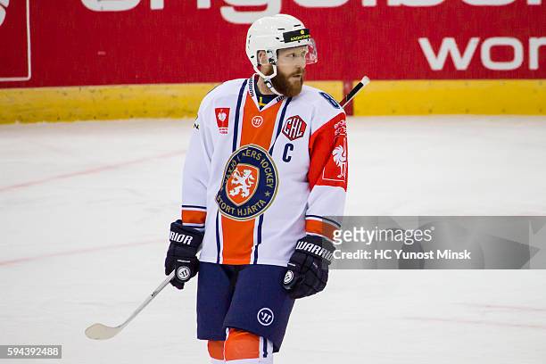 Team captain of Vaxjo Lakers Liam Reddox during the 3rd period of the Champions Hockey League group stage game between Yunost-Minsk and Vaxjo Lakers...