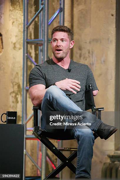 Former U.S. Army soldier Noah Galloway discusses his book "Living With No Excuses" during AOL Build at AOL HQ on August 23, 2016 in New York City.