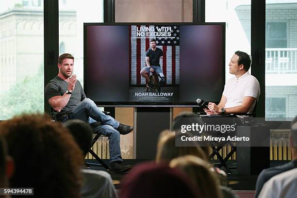 Former U.S. Army soldier Noah Galloway discusses his book "Living With No Excuses" during AOL Build at AOL HQ on August 23, 2016 in New York City.