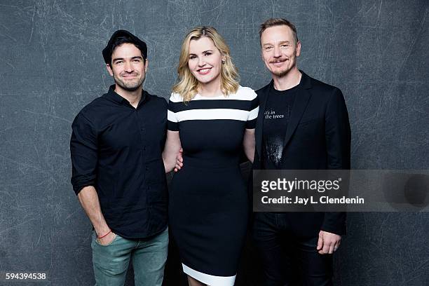 Actors Alfonso Herrera, Geena Davis, and Ben Daniels of 'The Exocist' are photographed for Los Angeles Times at San Diego Comic Con on July 22, 2016...