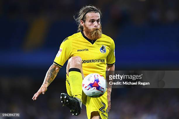 Stuart Sinclair of Bristol Rovers in action during the EFL Cup second round match between Chelsea and Bristol Rovers at Stamford Bridge on August 23,...
