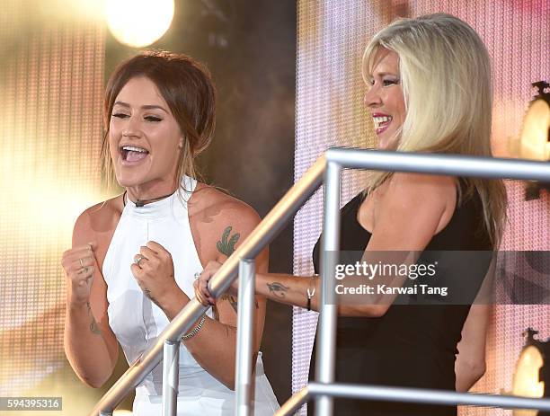 Katie Waissel and Samantha Fox become the 6th and 7th housemates evicted from Celebrity Big Brother 2016 on August 23, 2016 in Borehamwood, United...