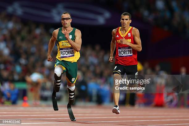 Meter semifinal 400 meter Oscar Pistorius RSA mit Fussprotese Jonathan Borlee BEL athletics Leichtathletik Olympische Sommerspiele in London 2012...