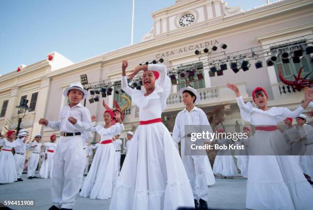 young folk dancers in puerto rico - ponce puerto rico stock pictures, royalty-free photos & images