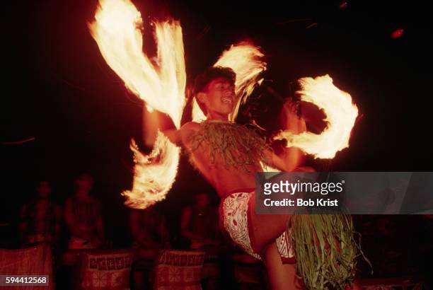 samoan fire dancer - western samoa stock pictures, royalty-free photos & images