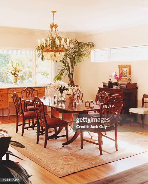 Actress Charlotte Ross's home is photographed for InStyle Magazine in 2002 in Los Angeles, California. Ross's dining room. PUBLISHED IMAGE.