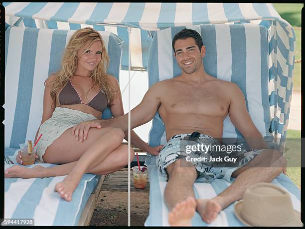 Actor Jesse Metcalfe and singer Nadine Coyle are photographed OK Magazine UK in 2007 in Los Angeles, California. PUBLISHED IMAGE.