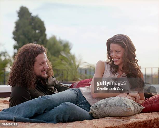 Actress Shannon Elizabeth and Joseph Reitman are photographed for InStyle Magazine in 2004 at home in Los Angeles, California.