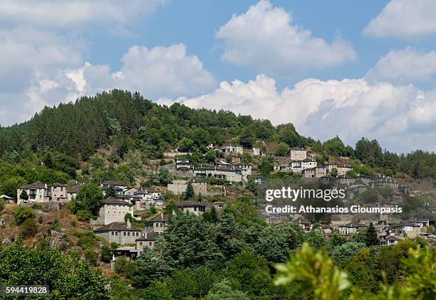 Kipoi or Bagia village on August 10, 2016 in Zagorohoria, Greece. Kipi or Bagia village located in the region of Zagori.The village has the lowest...