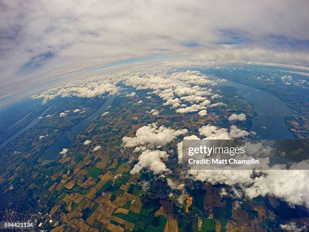 the finger lakes from near space weather balloon - weather data stock pictures, royalty-free photos & images