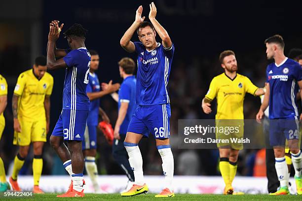 John Terry of Chelsea applauds the fans after the EFL Cup second round match between Chelsea and Bristol Rovers at Stamford Bridge on August 23, 2016...