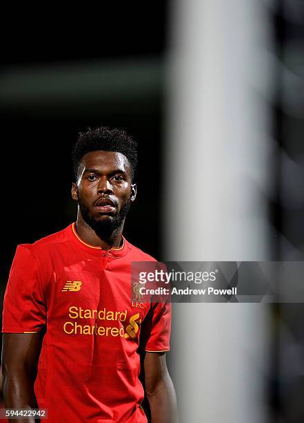 Daniel Sturridge of Liverpool during the EFL Cup match between Burton Albion and Liverpool at the Pirelli Stadium on August 23, 2016 in Burton upon...