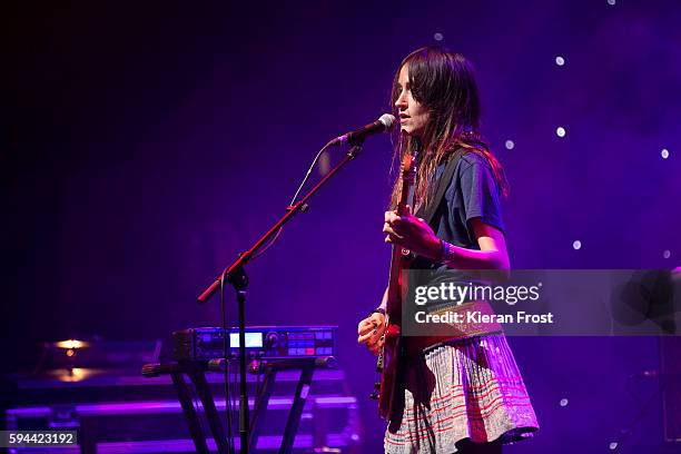 Theresa Wayman of Warpaint performs at the National Concert Hall on August 23, 2016 in Dublin, Ireland.