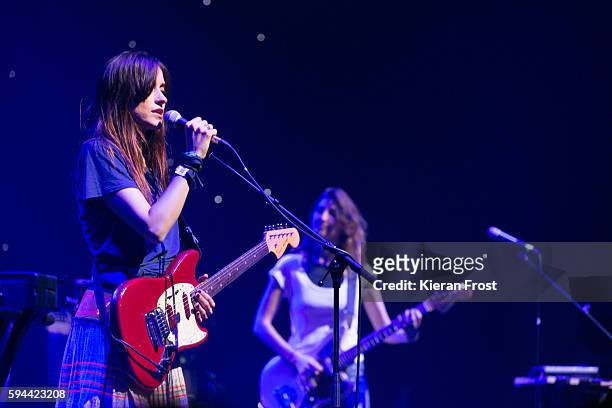 Theresa Wayman and Emily Kokal of Warpaint performs at the National Concert Hall on August 23, 2016 in Dublin, Ireland.