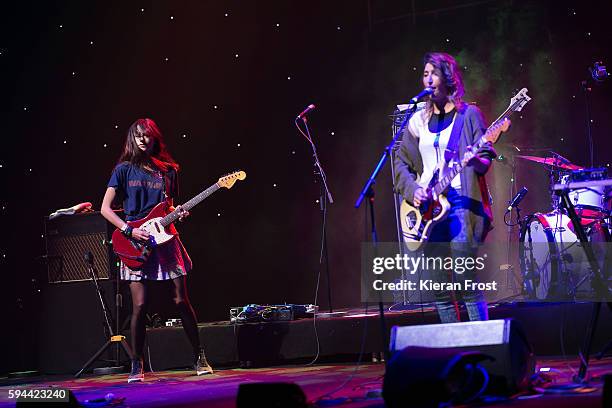 Theresa Wayman and Emily Kokal of Warpaint performs at the National Concert Hall on August 23, 2016 in Dublin, Ireland.