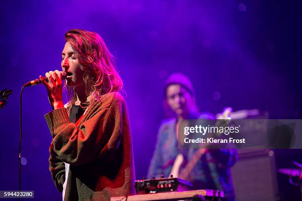 Emily Kokal and Jenny Lee Lindberg of Warpaint performs at the National Concert Hall on August 23, 2016 in Dublin, Ireland.