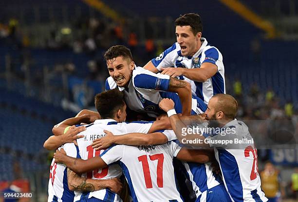 Jesus Corona of FC Porto celebrates after scoring the goal 0-3 during the UEFA Champions League qualifying play-offs match between FC Porto and AS...