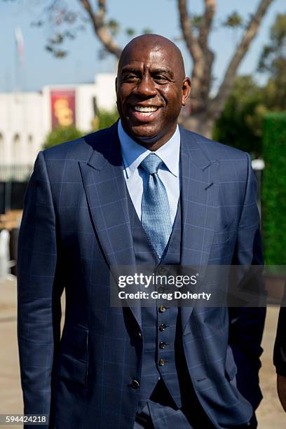 Owner Earvin "Magic" Johnson attends the Los Angeles Football Club Stadium Groundbreaking Ceremony on August 23, 2016 in Los Angeles, California.