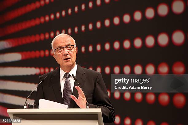 Journalist Fritz Pleitgen attends a Bundesliga gala award evening on August 23, 2016 in Berlin, Germany. Former soccer player Uwe Seeler, former...