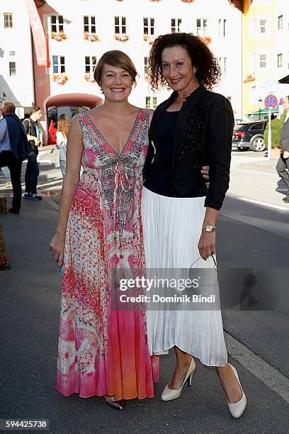 Elke Winkens and Konstanze Breitebner attend the 'Shadow World' premiere and opening night of the Kitzbuehel Film Festival 2016 at Filmtheater...