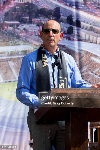 Commissioner Don Garber attends the Los Angeles Football Club Stadium Groundbreaking Ceremony on August 23, 2016 in Los Angeles, California.