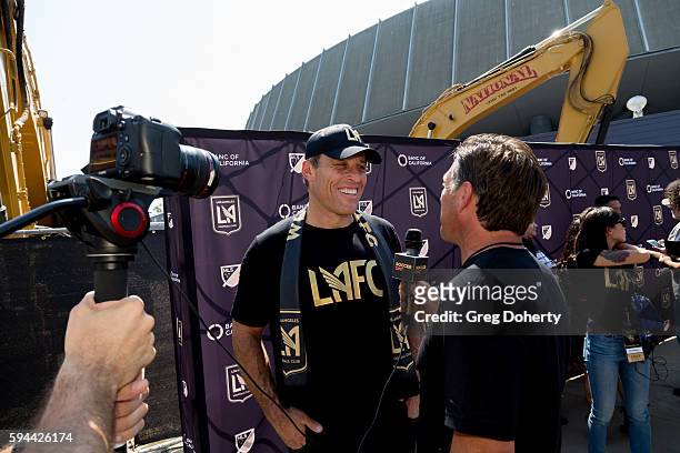 Motivational Speaker, Self-Help Author and part LAFC owner, Tony Robbins attends the Los Angeles Football Club Stadium Groundbreaking Ceremony on...