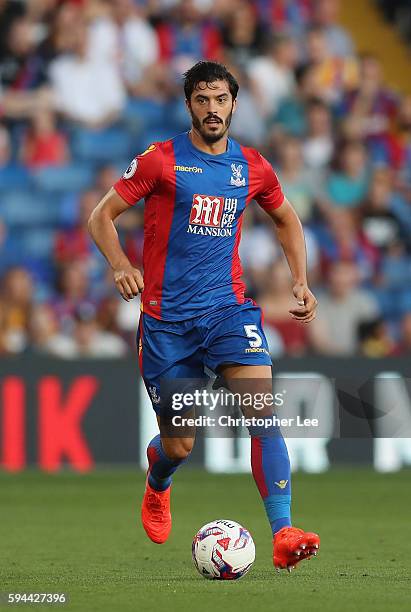 James Tomkins of Crystal Palace in action during the EFL Cup Second Round match between Crystal Palace and Blackpool at Selhurst Park on August 23,...