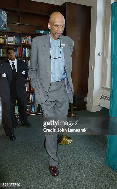 Former NBA pplayer, Kareem Abdul-Jabbar signs copies of "Writings on the Wall: Searching for a New Equality Beyond Black and White" at Barnes & Noble...