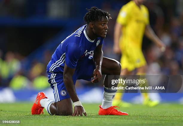 Michy Batshuayi of Chelsea during the EFL Cup match between Chelsea and Bristol Rovers at Stamford Bridge on August 23, 2016 in London, England.