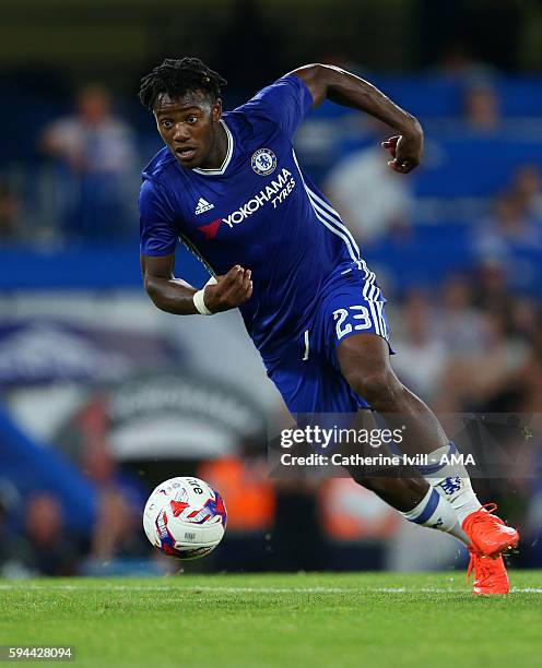 Michy Batshuayi of Chelsea during the EFL Cup match between Chelsea and Bristol Rovers at Stamford Bridge on August 23, 2016 in London, England.