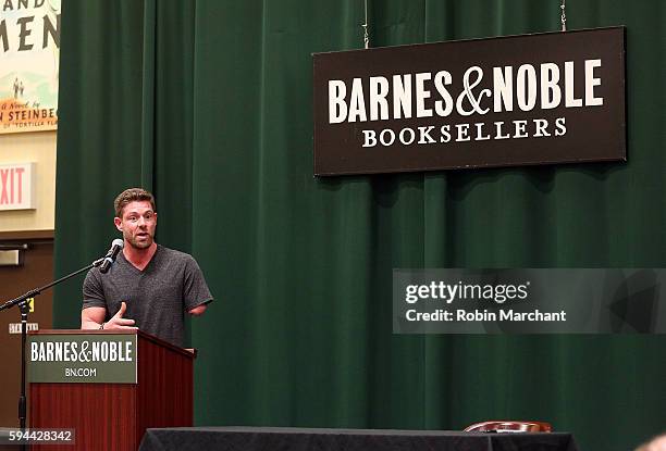 Noah Galloway signs copies of "Living With No Excuses: The Remarkable Rebirth Of An American Soldier" at Barnes & Noble Tribeca on August 23, 2016 in...