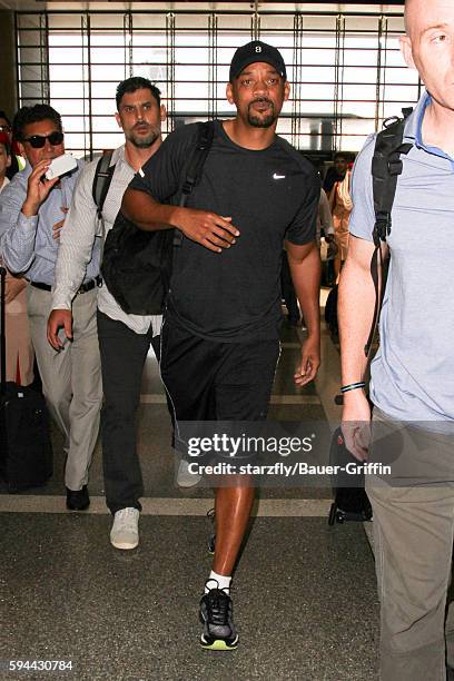 Will Smith is seen at LAX on August 23, 2016 in Los Angeles, California.