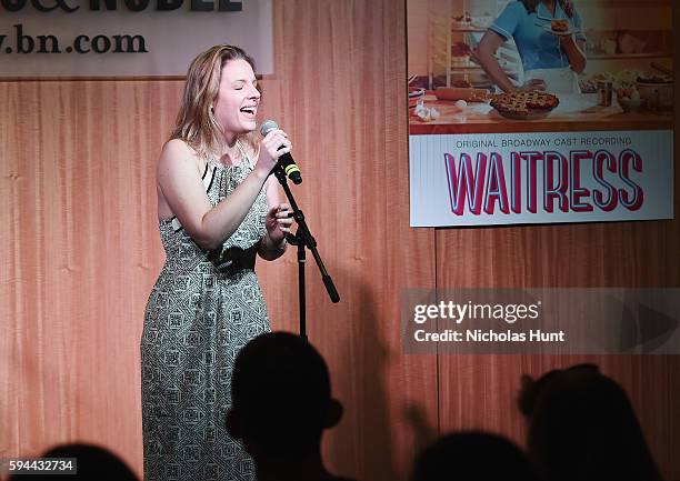 Jessie Mueller sings at Cast of "Waitress" performs songs from the Original Broadway Cast Recording at Barnes & Noble, 86th & Lexington on August 23,...