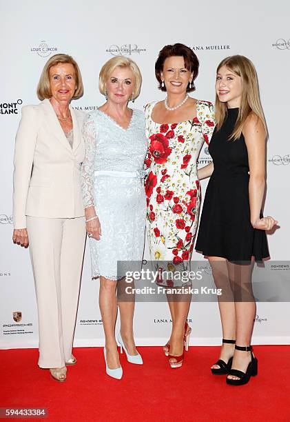 Jimmy Schmied, Liz Mohn, Margit Toennies and Jule Koehler attend the Society Relations Ladies Lunch in favor of the Stiftung Deutsche...