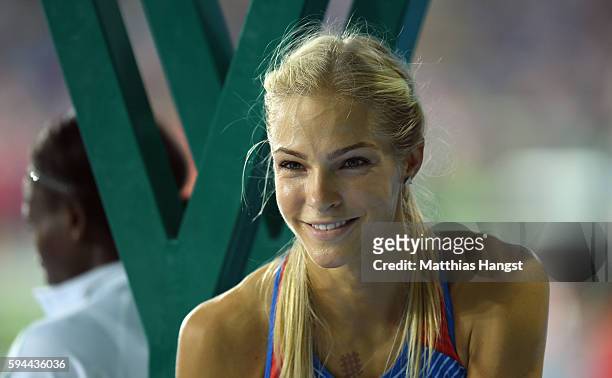 Darya Klishina of Russia is seen preparing for the Women's Long Jump final on Day 12 of the Rio 2016 Olympic Games at the Olympic Stadium on August...